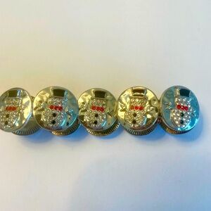 Snowman Silver Tone Stretch Bracelet with Rhinestone Crystals